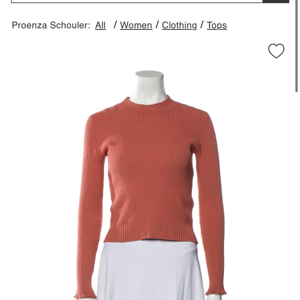 Proenza Schouler Small Cropped Ribbed Orange Sweater Mockneck